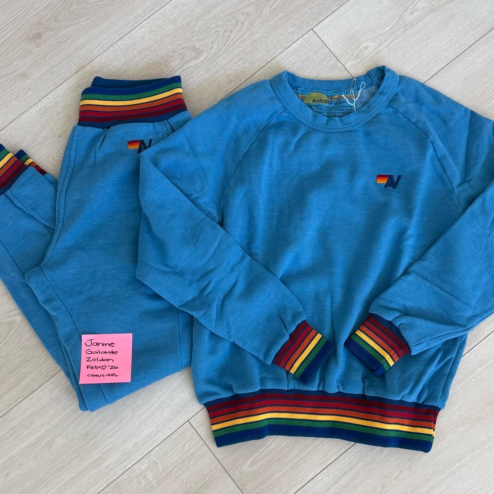 Aviator Nation Blue Set with Rainbow Accents NWT S/XS